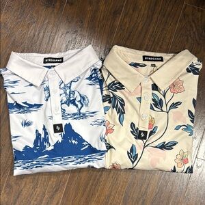 Lot of 2 BYRDGANG Performance Golf Polo Shirts